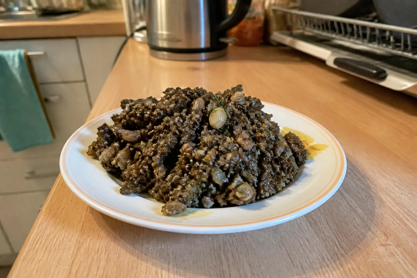 Armenian aveluk salad with walnuts onions and herbs