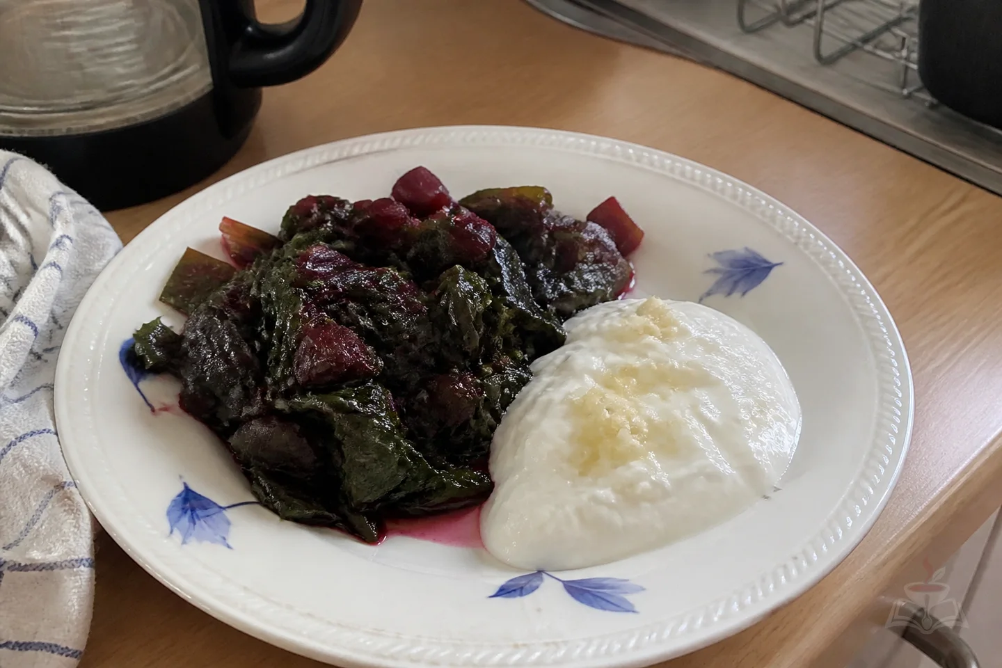 Armenian beet green borani with garlicky matsoni