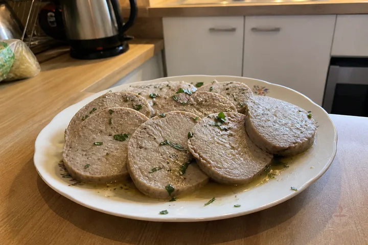Tender Armenian kufta with browned butter herbs and vegetables