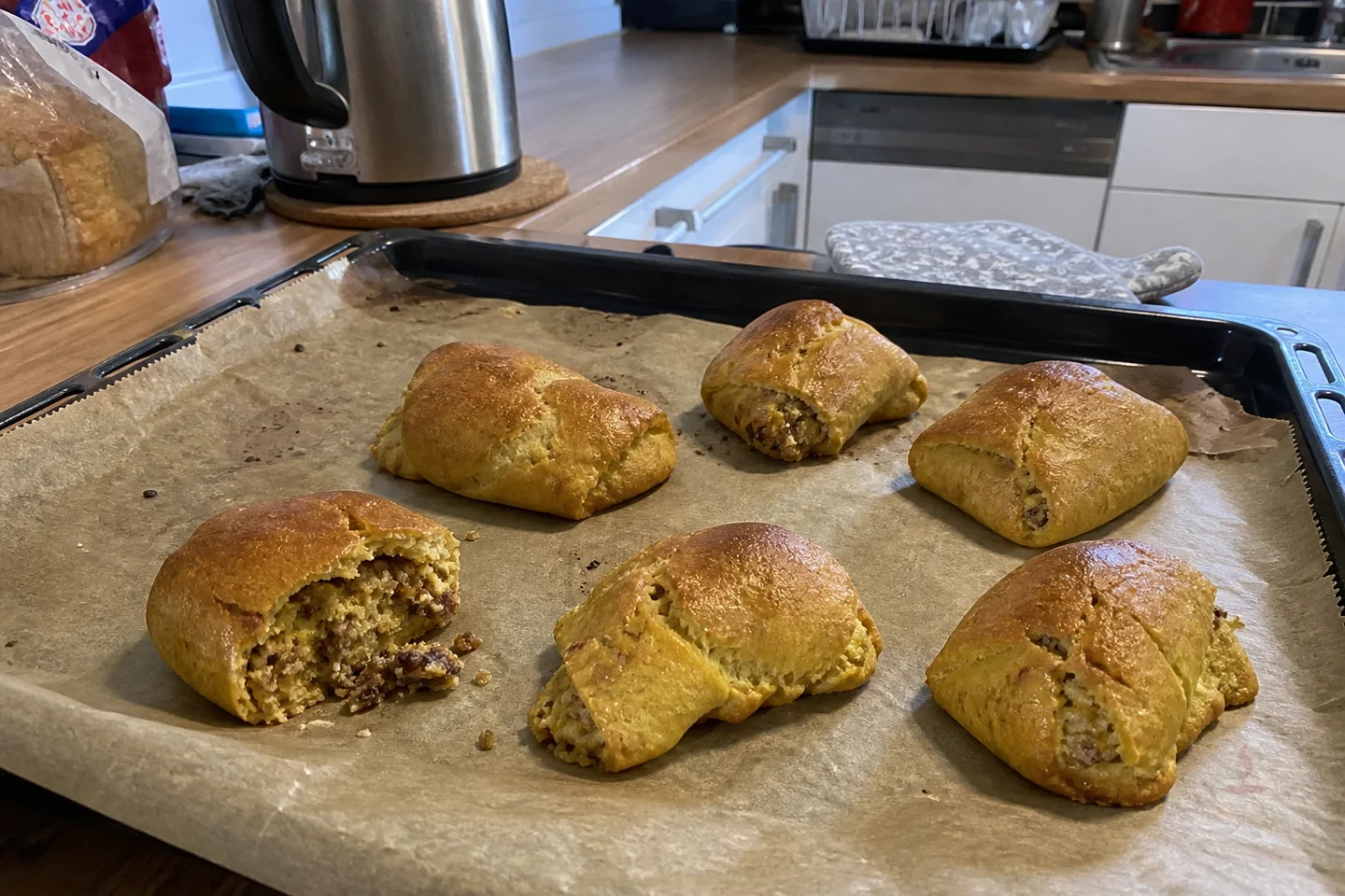 Armenian nazook golden pastries with walnut turmeric filling